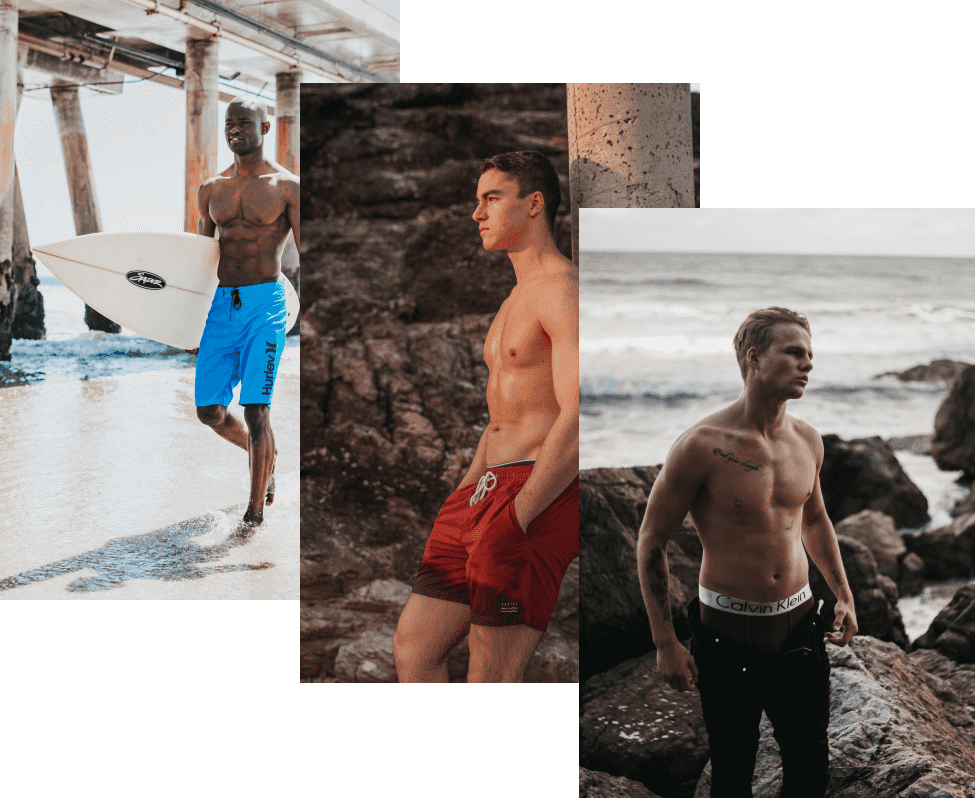 waxed men on the beach