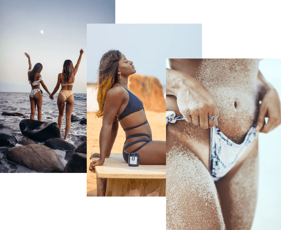 waxed ladies on the beach